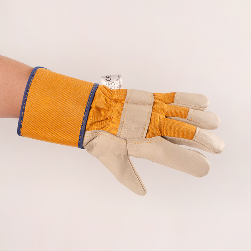 Yellow Rubber Velvet Cowhide Gloves Labor Protection Cotton Gloves with Rubber Dimples Customized Industrial Labor Insurance Rubber Latex Gloves
