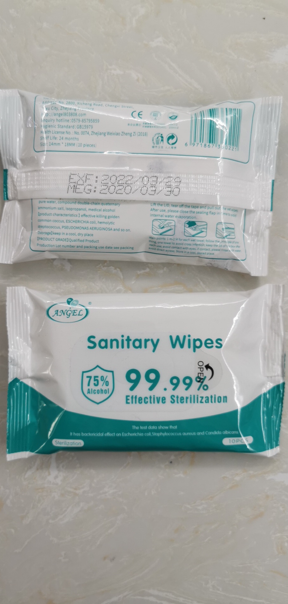 10 alcohol-based disinfectant wipes