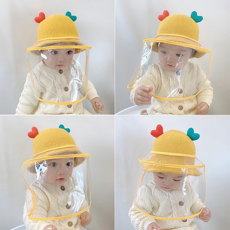 Baby Protection Facial Mask Anti-Droplet Hat Epidemic Prevention Cap Winter Children Removable Mask Baby Face Cover Autumn and Winter