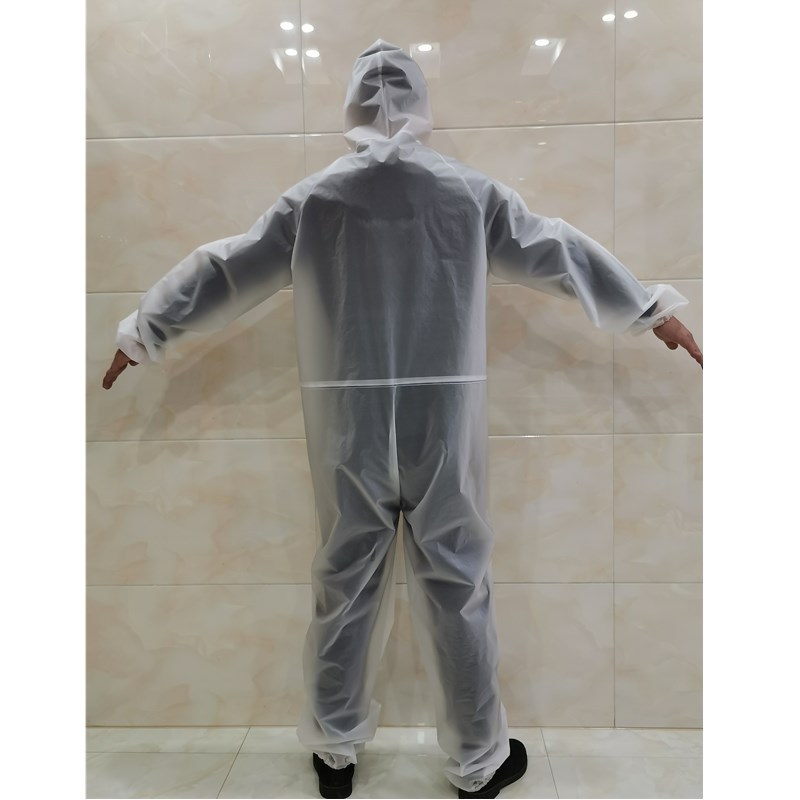 Anti-droplet protective chemical suits were one-piece with cap anti-epidemic EVA dust-proof suit aerosol Raincoat