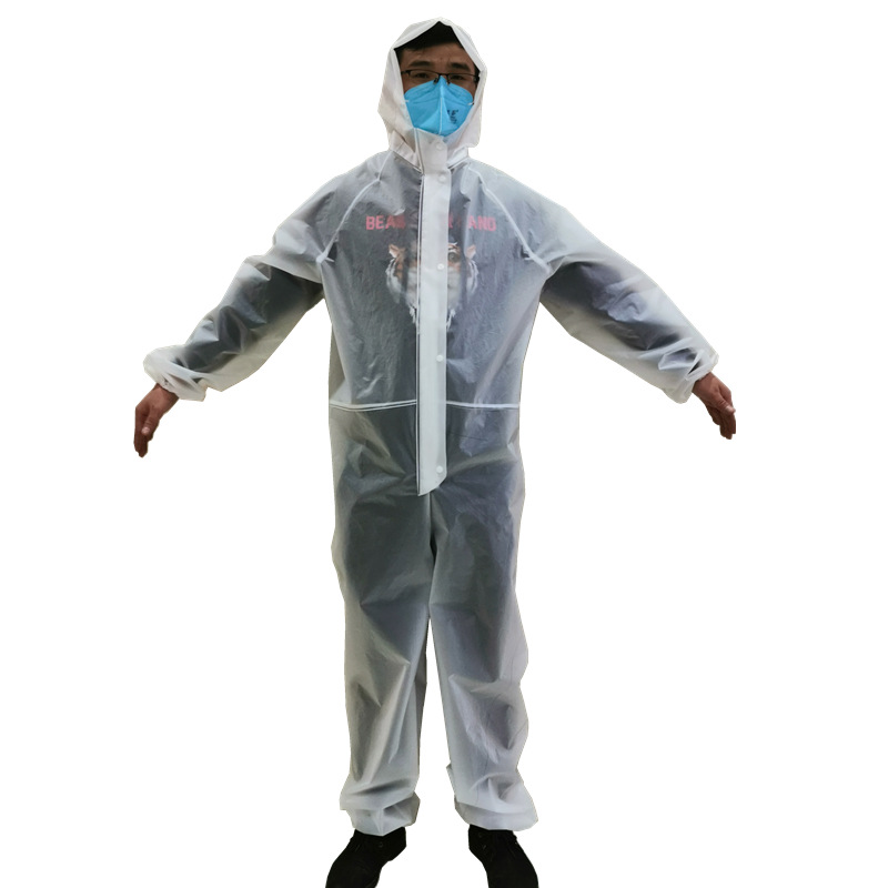 Anti-droplet protective chemical suits were one-piece with cap anti-epidemic EVA dust-proof suit aerosol Raincoat