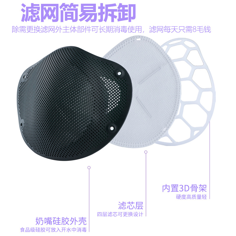 Spot manufacturers straight food grade silica gel Mask KN95 four layer melt spray dust mask Filter Gasket protection