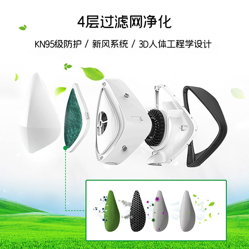 Huabao Electric Mask Dustproof Mask Face Mask Fresh Air Purifier KN95 Mask Factory Direct Sales