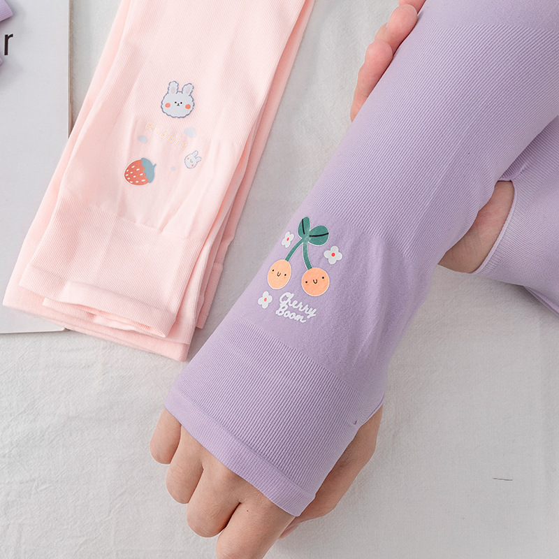 INS Cartoon Ice Sleeve Sun Protection Oversleeves Arm Guard Tide Gloves Student Cute Internet Celebrity UV Protection Viscose Fiber Oversleeve