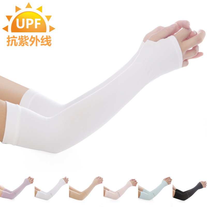 Korean Style Viscose Fiber Sun Protection Gloves Female Summer Spring Autumn Thin Long Ice Oversleeves UV Protection Arm Cover Running Men Celebrity Inspired