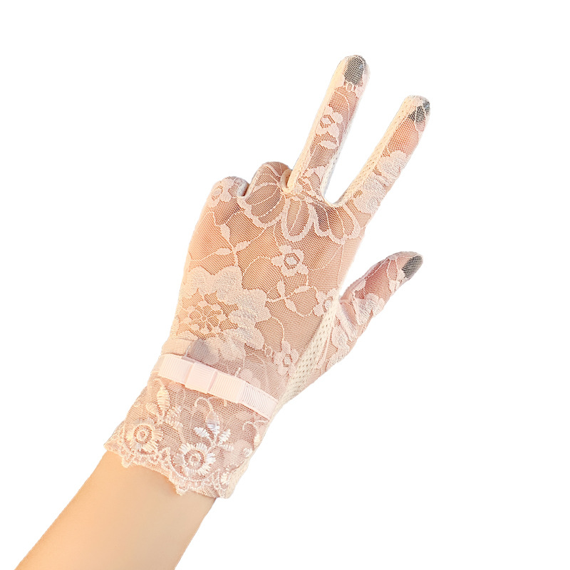 Short Gloves Women&#039;s Breathable Non-Slip Touch Screen Lace UV Protection Gloves Spring and Autumn Thin Lace Gloves