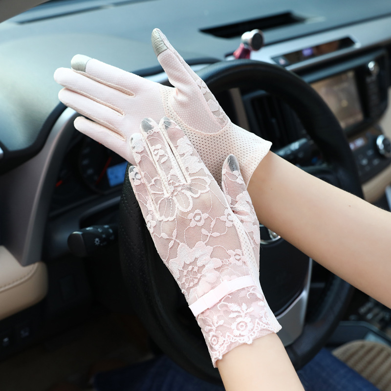 Short Gloves Women&#039;s Breathable Non-Slip Touch Screen Lace UV Protection Gloves Spring and Autumn Thin Lace Gloves