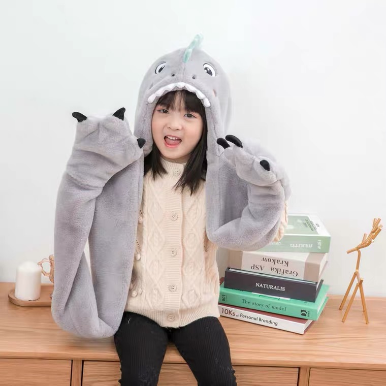  Children&#039;s Korean-Style Cute Plush Boys and Girls Cartoon Gloves Three-Piece Set