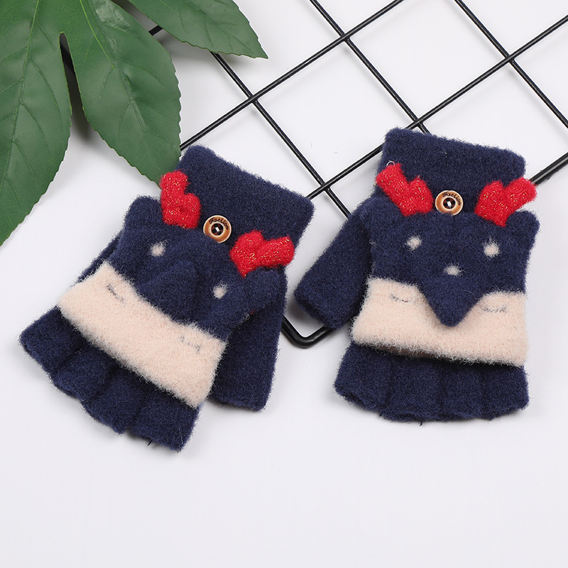 Children&#039;s Gloves Half Finger Gloves Three-Dimensional Cartoon Gloves Men and Women Baby Winter Fashion Flip Gloves Factory Direct Sales