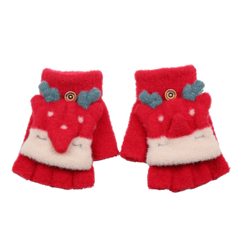 Children&#039;s Gloves Half Finger Gloves Three-Dimensional Cartoon Gloves Men and Women Baby Winter Fashion Flip Gloves Factory Direct Sales
