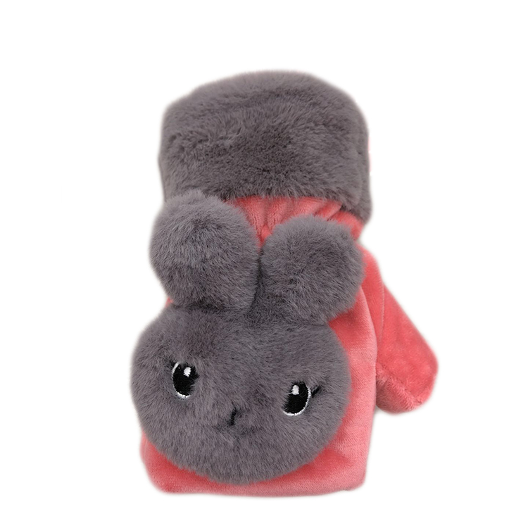 warm half - finger gloves winter with fleece thickened riding bike anti - cold cute rabbit cartoon gloves