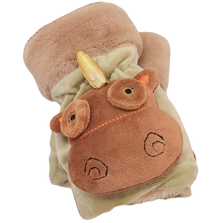 Winter plush cartoon gloves men and women add plush thickened warm half refers to unicorn gloves wholesale