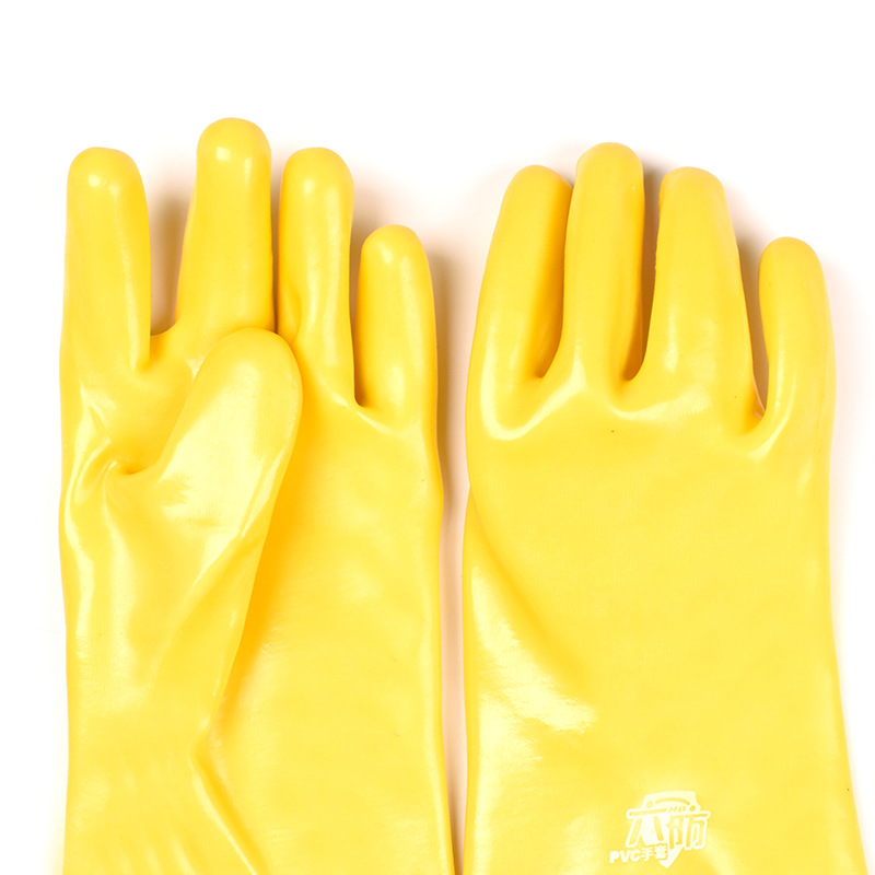 Kangnaimei 028 yellow dip plastic gloves 606PVC anti-slip 808 blue frosted resistance to oil thickening wear