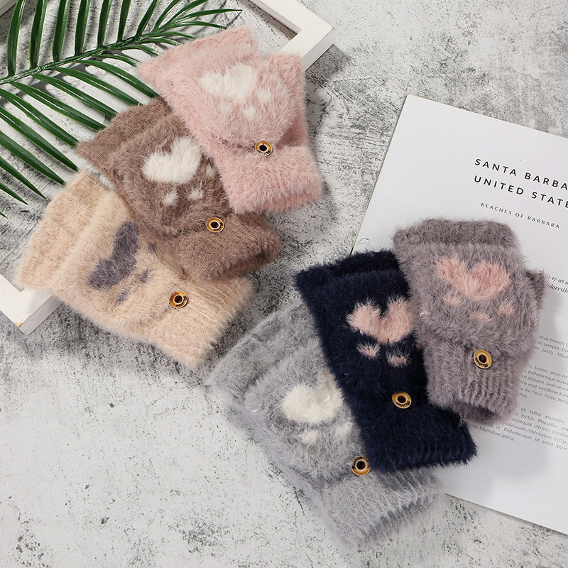 Factory Wholesale Winter New Deer Touch Screen Gloves Warm Thickened Knitting Wool Gloves
