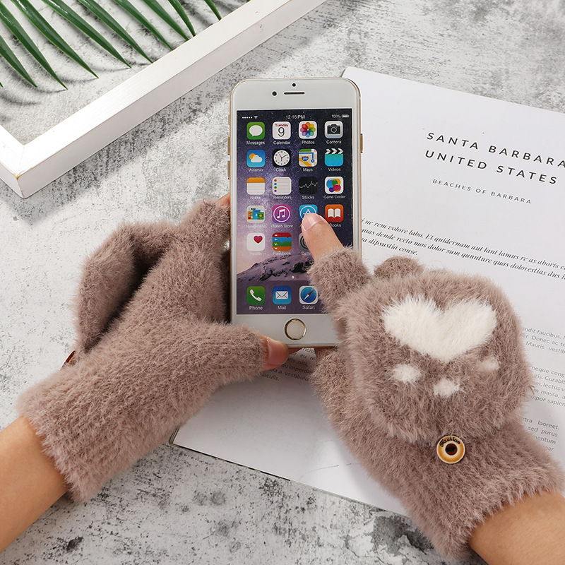 Factory Wholesale Winter New Deer Touch Screen Gloves Warm Thickened Knitting Wool Gloves