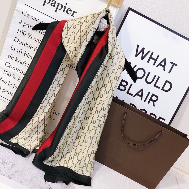 2021 Spring and Summer New European and American Fashion &amp; Trend Silk Scarf Artificial Silk Women&#039;s Scarf Fashionable All-Match Sunscreen Shawl
