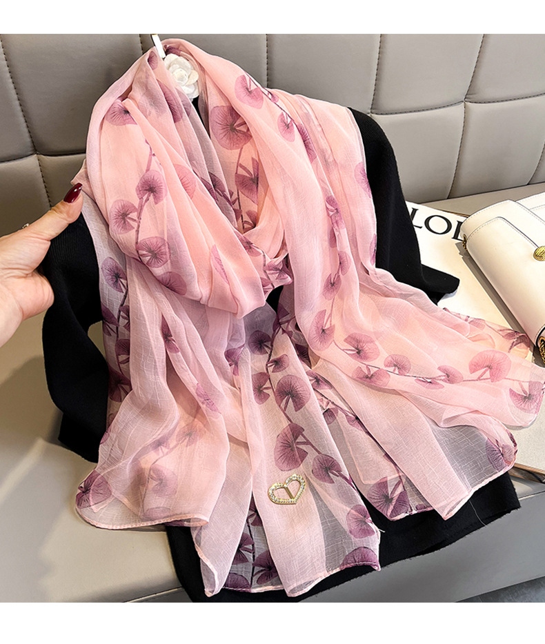 2022 New Spring and Autumn Elegant Graceful Silk Scarf Western Style Mid-Length Fashion Beach Towel Summer Sunscreen Shawl Decoration