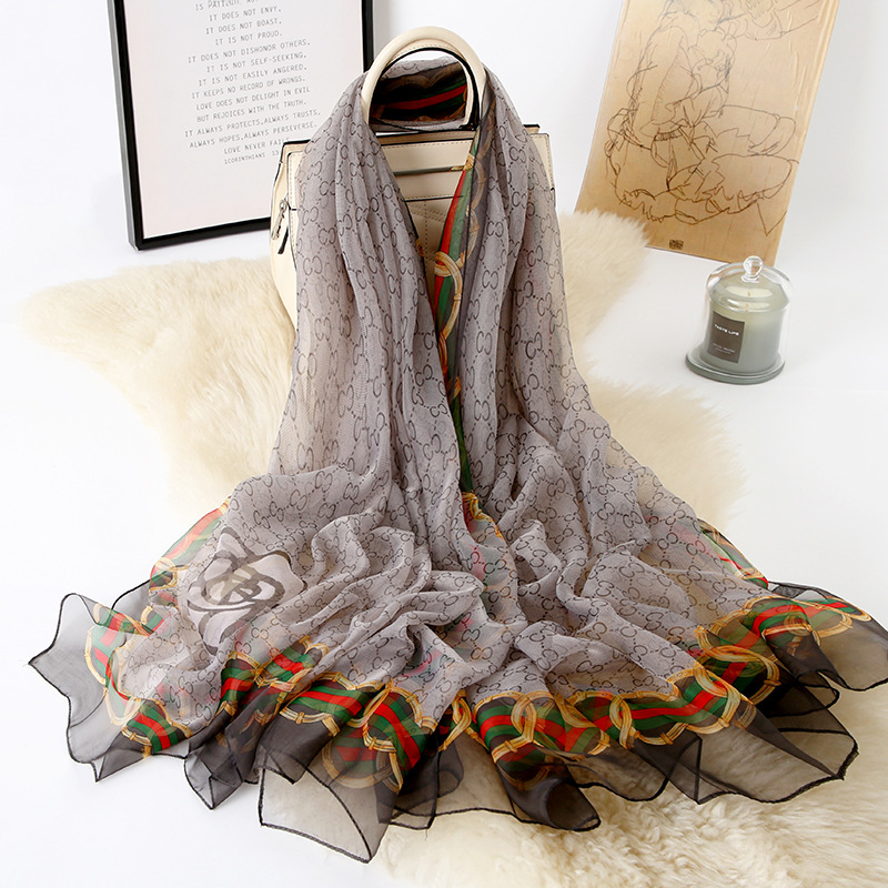 Spring and Summer New Yousoft Yarn Sunscreen Shawl European and American Classic Artificial Silk Long Scarf Fashion All-Matching Scarf Wholesale