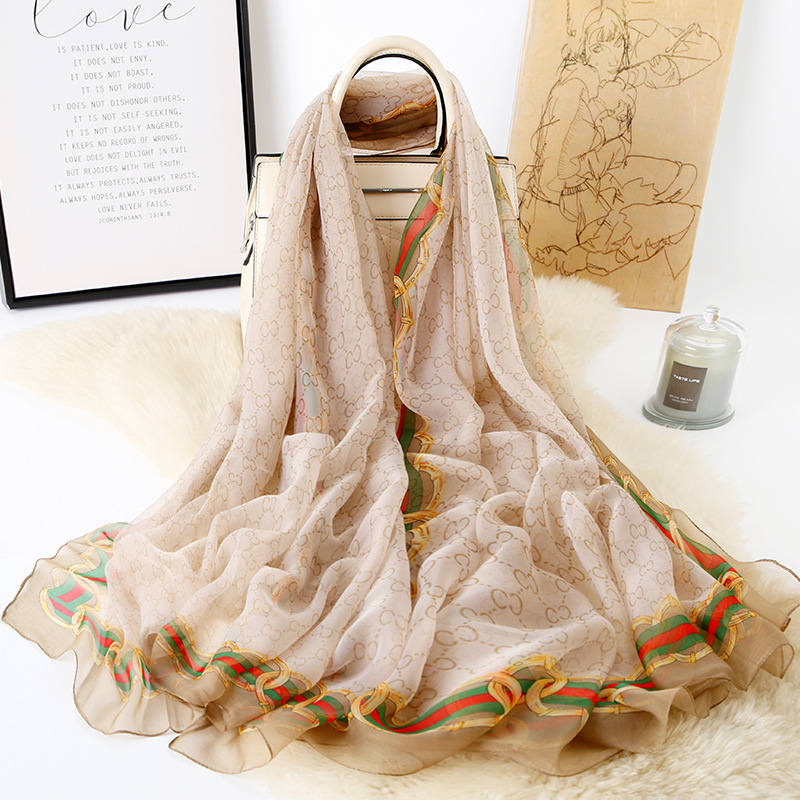 Spring and Summer New Yousoft Yarn Sunscreen Shawl European and American Classic Artificial Silk Long Scarf Fashion All-Matching Scarf Wholesale