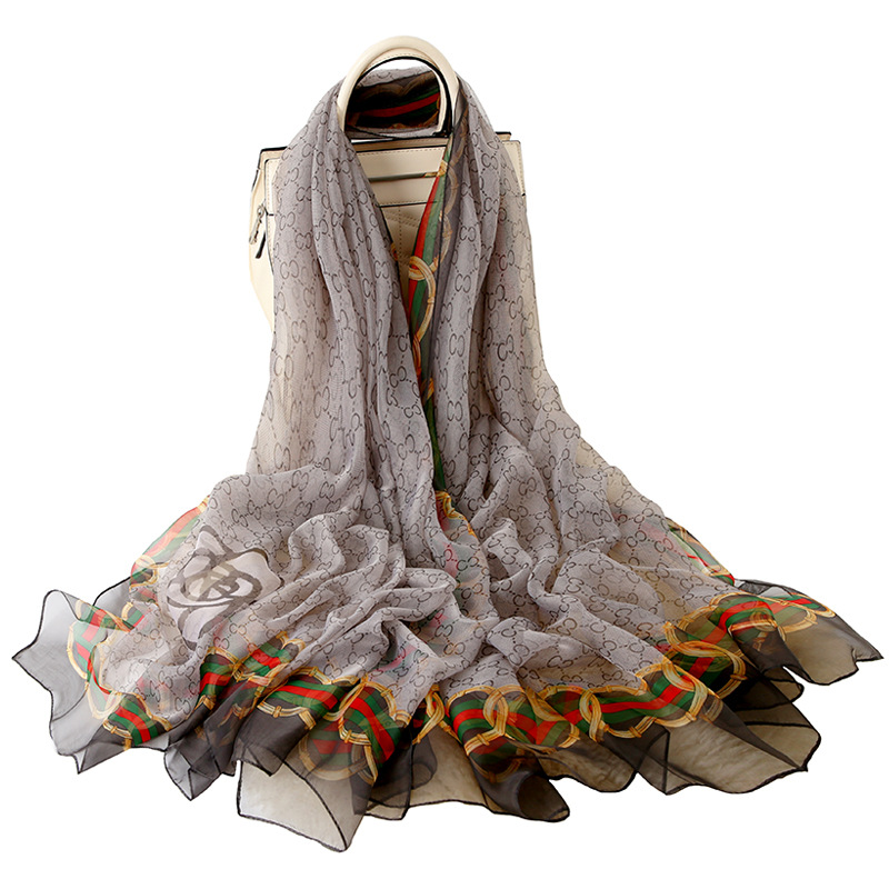 Spring and Summer New Yousoft Yarn Sunscreen Shawl European and American Classic Artificial Silk Long Scarf Fashion All-Matching Scarf Wholesale