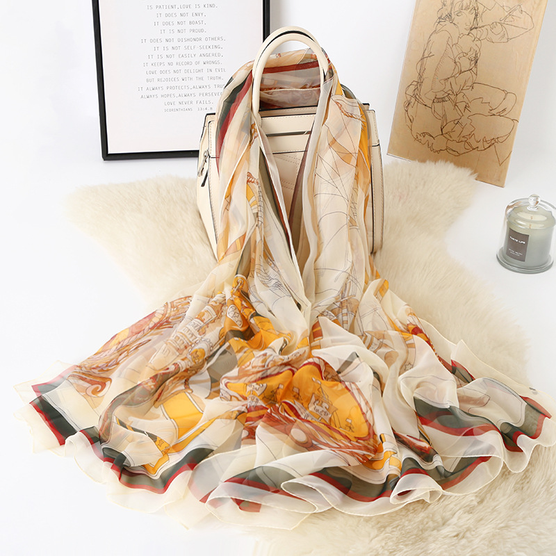 Foreign Trade Spring and Summer New Large Size Yourou Yarn Scarf Travel Beach Towel Sunscreen Shawl Factory Direct Sales