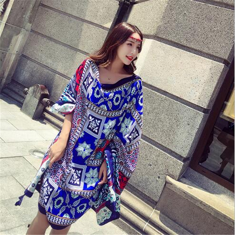 Shawl Women&#039;s Summer Seaside Desert Travel Super Long Silk Scarf Beach Towel Ethnic Style Cotton Linen Sunscreen Shawl
