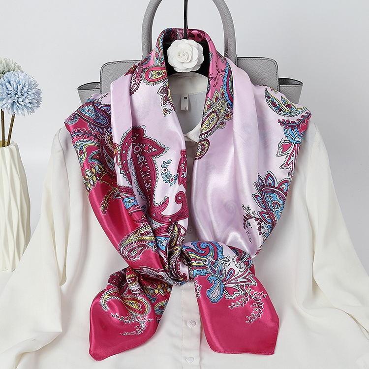 90 Square Scarf Women&#039;s Silk Scarf Crepe Satin Scarf Printed Stall Hot Sale Sunscreen Shawl Decoration Decoration Factory Wholesale