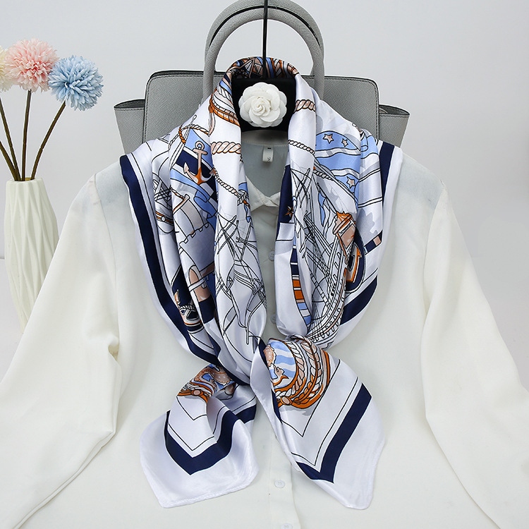 90 Square Scarf Women&#039;s Silk Scarf Crepe Satin Scarf Printed Stall Hot Sale Sunscreen Shawl Decoration Decoration Factory Wholesale
