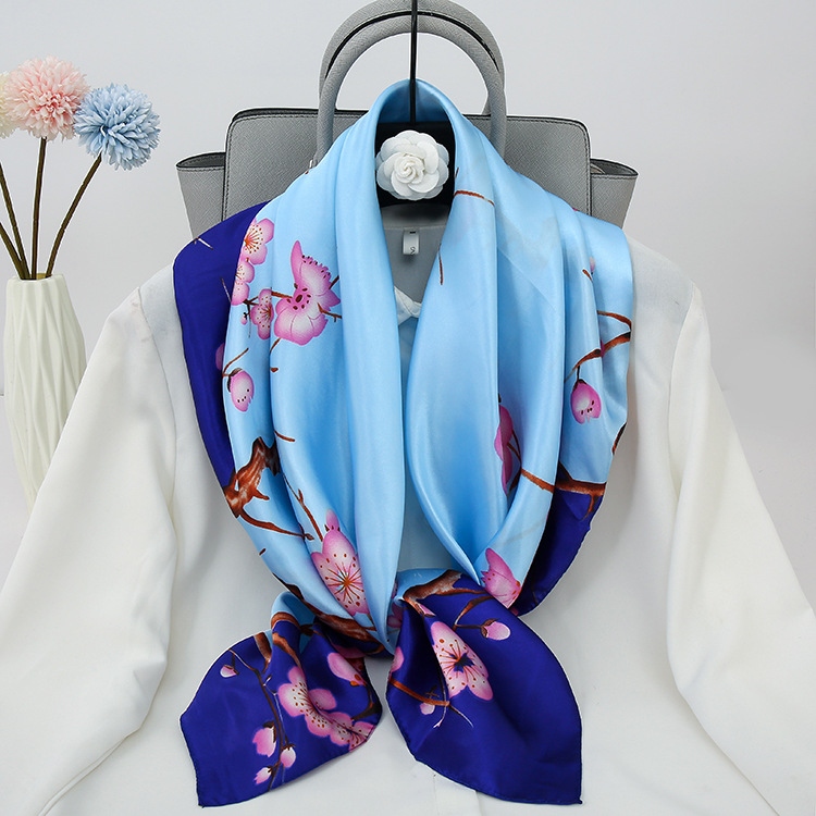 90 Square Scarf Women&#039;s Silk Scarf Crepe Satin Scarf Printed Stall Hot Sale Sunscreen Shawl Decoration Decoration Factory Wholesale