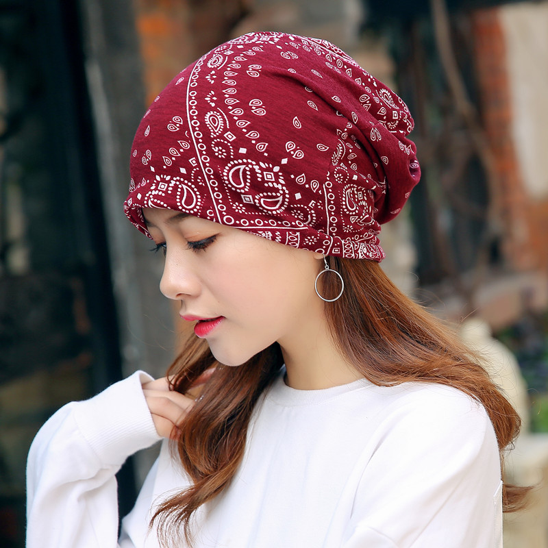 Sleeve Cap Ethnic Style Series European and American Korean Paisley Head-Wrapping Hat Cap for Pregnant Women Pile Heap Cap Dual-Use Scarf