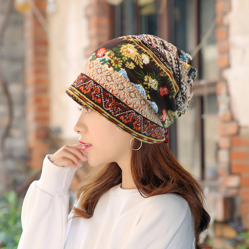 Sleeve Cap Ethnic Style Series European and American Korean Paisley Head-Wrapping Hat Cap for Pregnant Women Pile Heap Cap Dual-Use Scarf