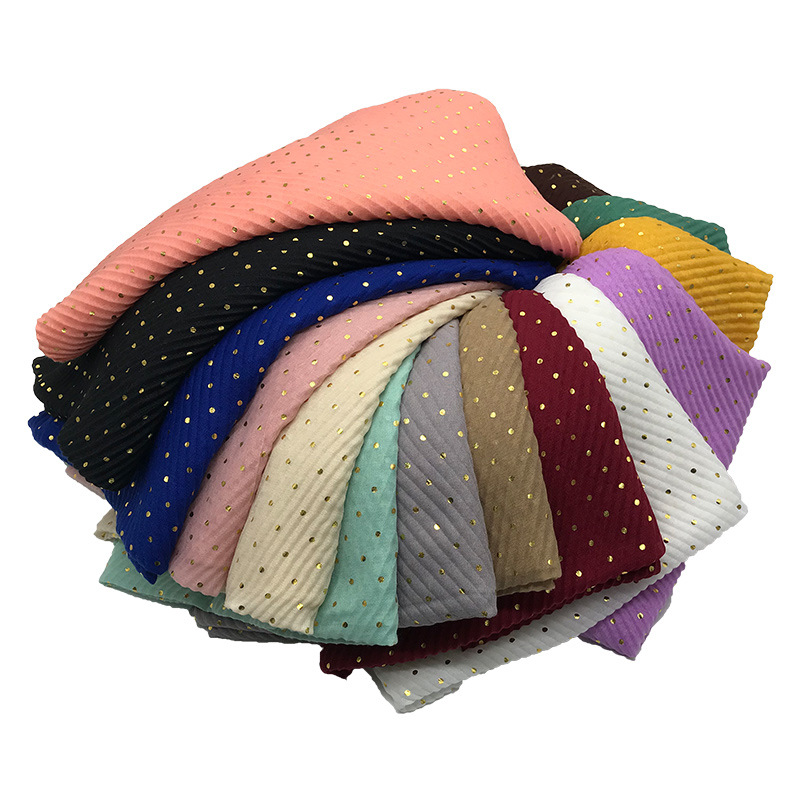 Cross-Border Foreign Trade New Cotton and Linen Bronzing Dot Crumpled Women Scarf Ethnic Silk Scarf Bag Bandana One Piece Dropshipping