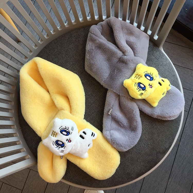 2021 Children&#039;s Scarf 800G Autumn and Winter Thickening Cute Tiger Embroidery Plush Doll Scarf Factory Direct Sales