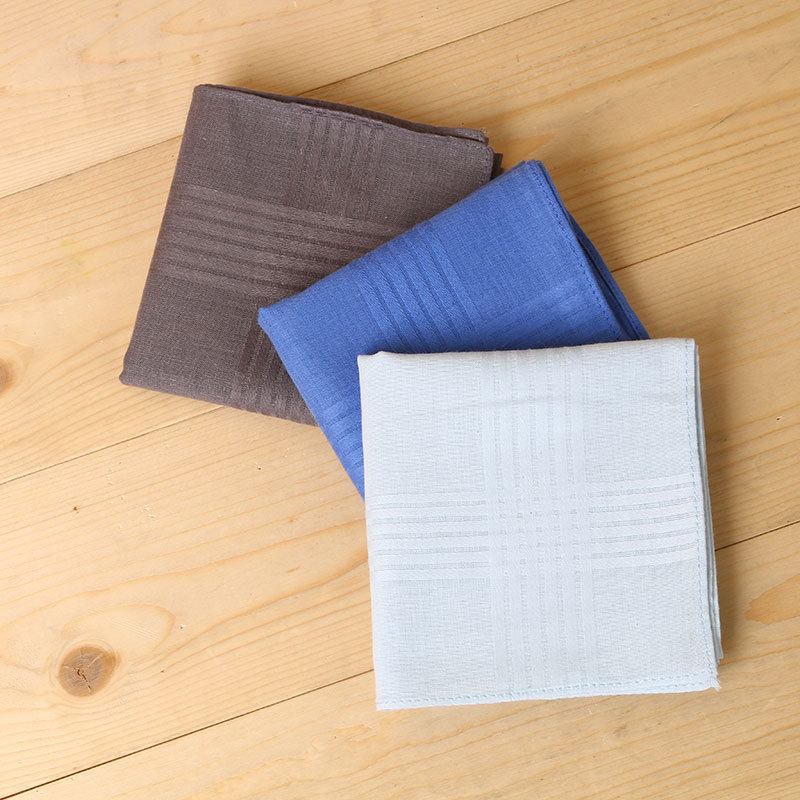 Men&#039;s Handkerchief Pure Cotton Sweat-Absorbent Handkerchief 40cm Classic Middle-Aged and Elderly Yarn-Dyed Square Scarf Gift Can Be Customized