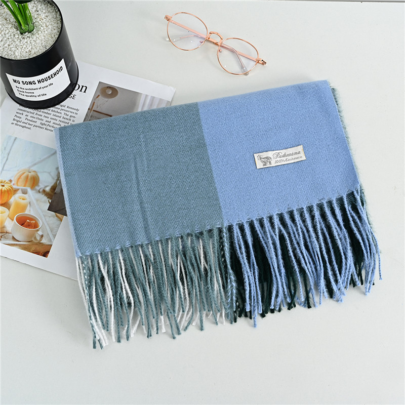 Scarf Autumn and Winter New Elegant Stitching Plaid Warm Thickened Shawl Scarf Women&#039;s Scarf Wholesale Knitting Scarf