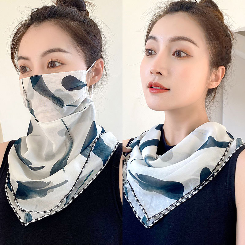 Face Care Face Cover Face Cover Scarf Women&#039;s Dual-Use Summer Thin Ear Hanging Neckerchief Cover Neck Scarf Voile Scarf