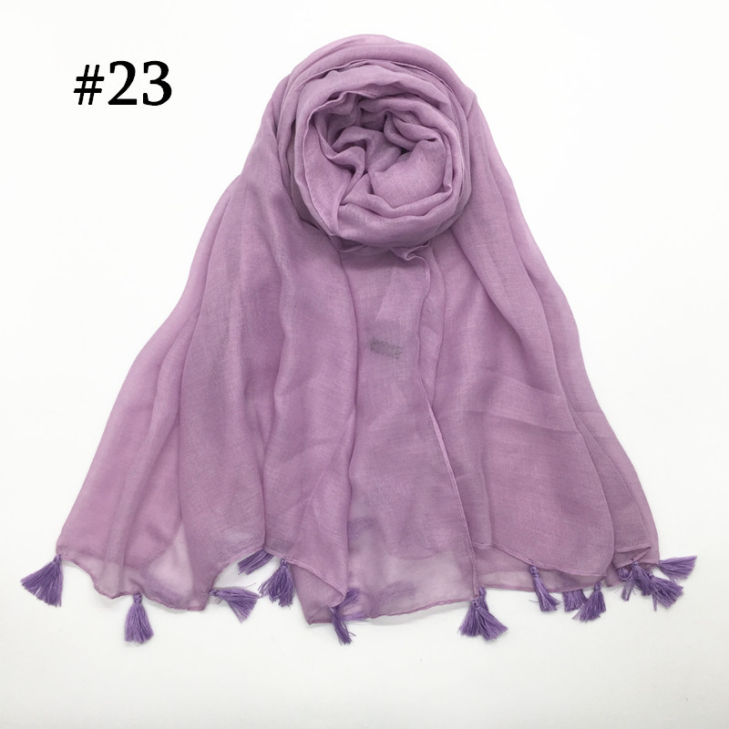 Cross-Border International Station One Piece Dropshipping Foreign Trade Voile Flat Solid Color Tassel Scarf Scarf for Women