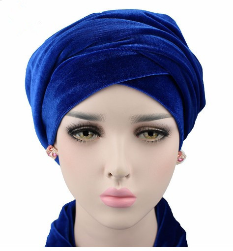 Autumn and Winter New Velvet Headcloth Muslim Indian Hat Dual-Use Hat Scarf Basic Models in Stock
