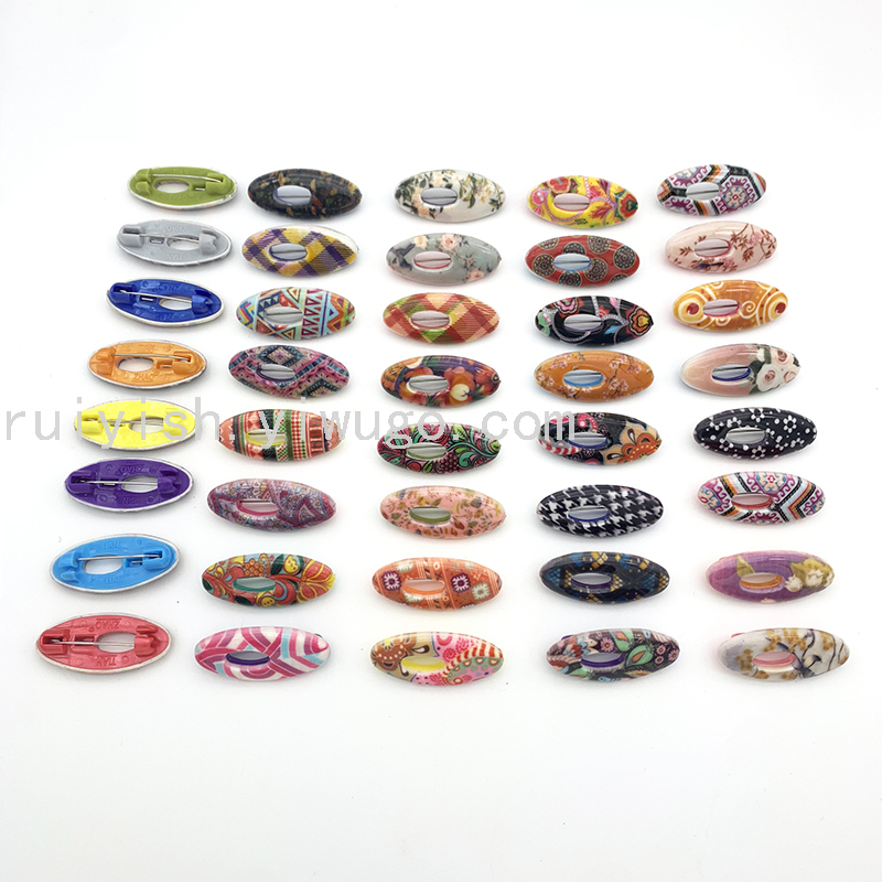 Ruiyi Supply Muslim Boxed Scarf Buckle 38mm Printed Oval Scarf Buckle