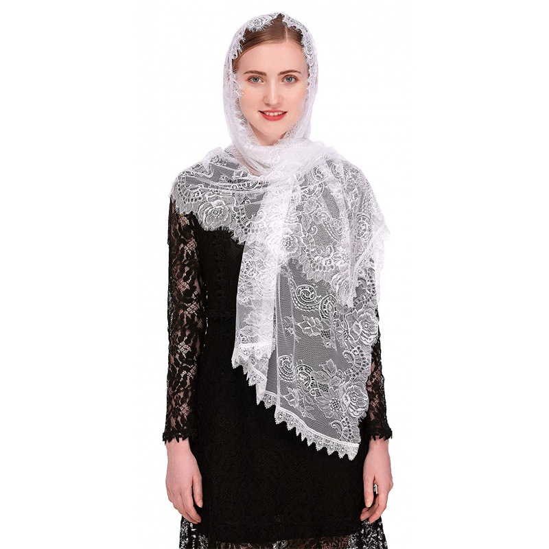 2021 New Muslim Veil European and American Black Bridal Veil Veil Scarf Soft Lace Cappa Catholic Veil Muslim Scarf