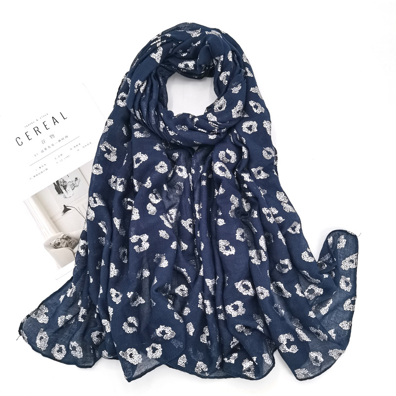  Cross-Border New Arrival Scarf Tr Leopard Print Gilding Pattern Scarf Women Print Long Scarf Muslim Shawl TR Scarf