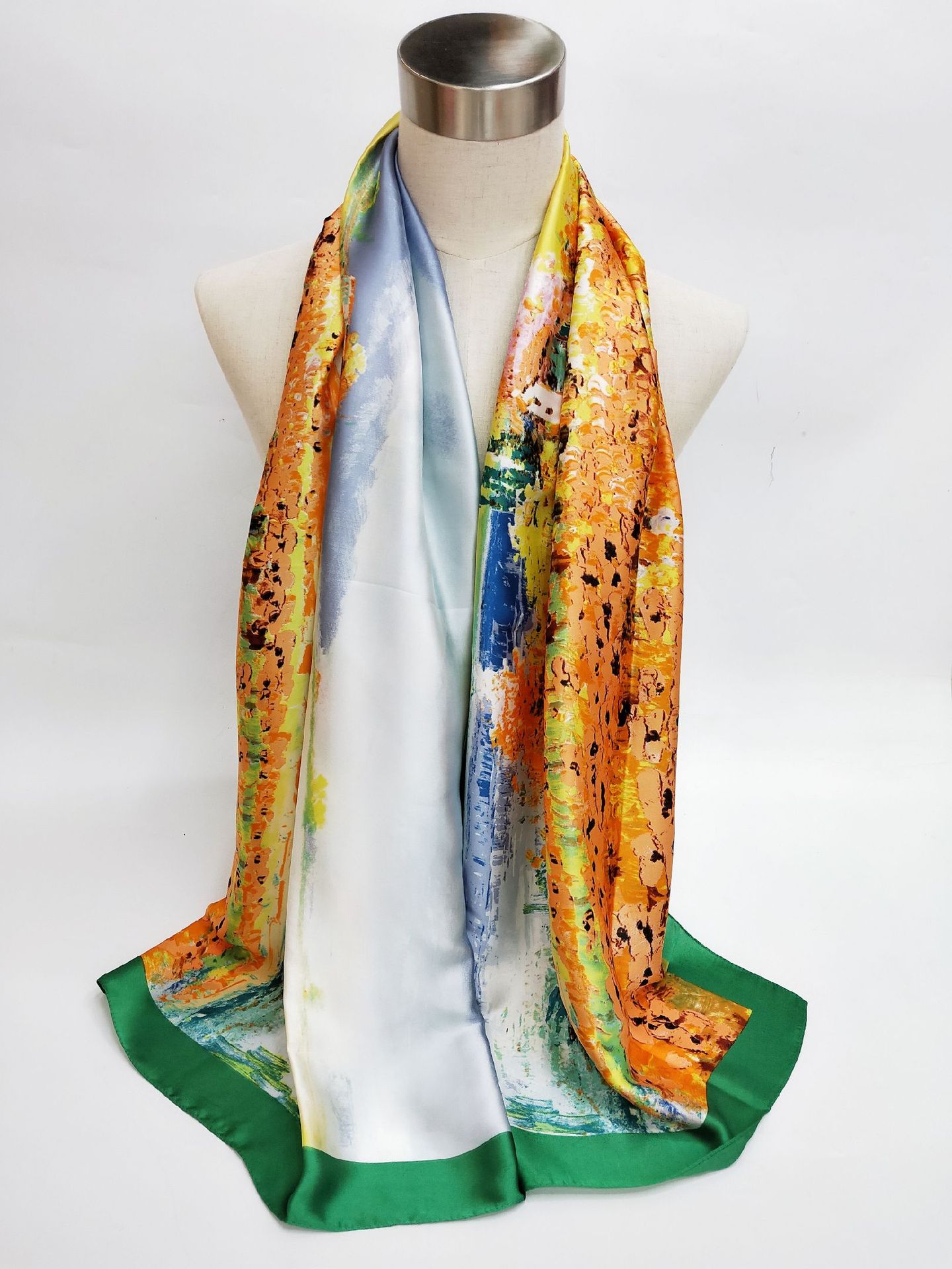 SINSASS silk scarves spring, Autumn and Winter four seasons printing ink painting oil painting versatile long scarf shawl series