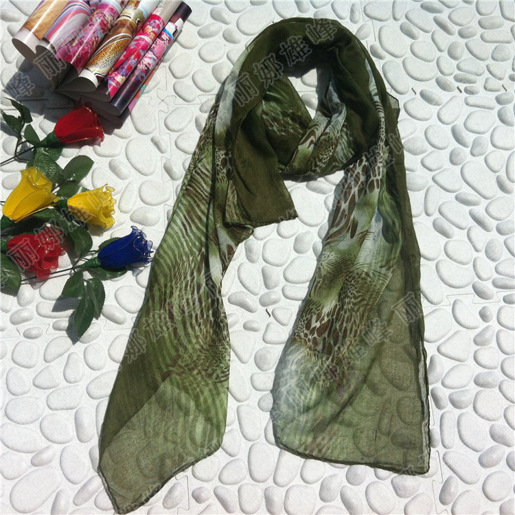 Explosions Europe star chiffon Leopard silk scarf scarves Paris printing dyeing cotton polyester Leopard print scarf