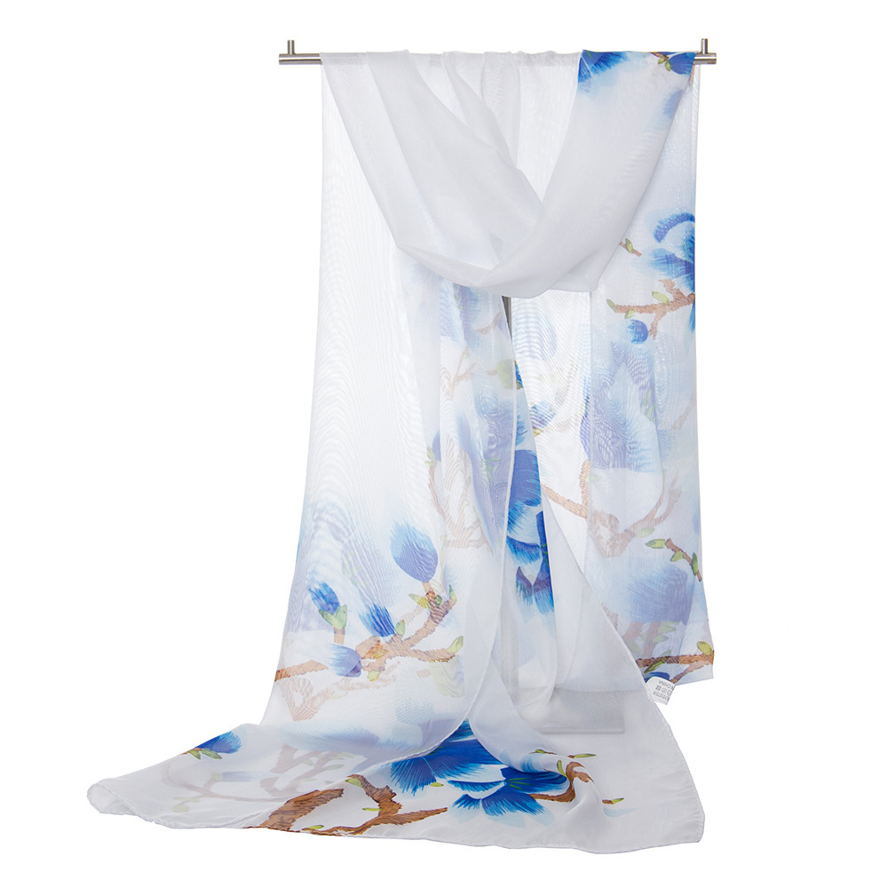 Women&#039;s Fashionable Lightweight Long Printed All-Matching Sunscreen Shawl Scarf Scarf Fine Gifts Chiffon Scarves