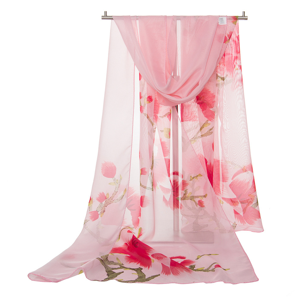 Women&#039;s Fashionable Lightweight Long Printed All-Matching Sunscreen Shawl Scarf Scarf Fine Gifts Chiffon Scarves