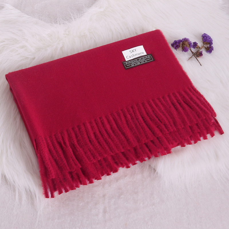  Scarf Ladies New Autumn and Winter Warm Korean Style Monochrome Tassel Artificial Cashmere Scarf Cotton Linen Scarves