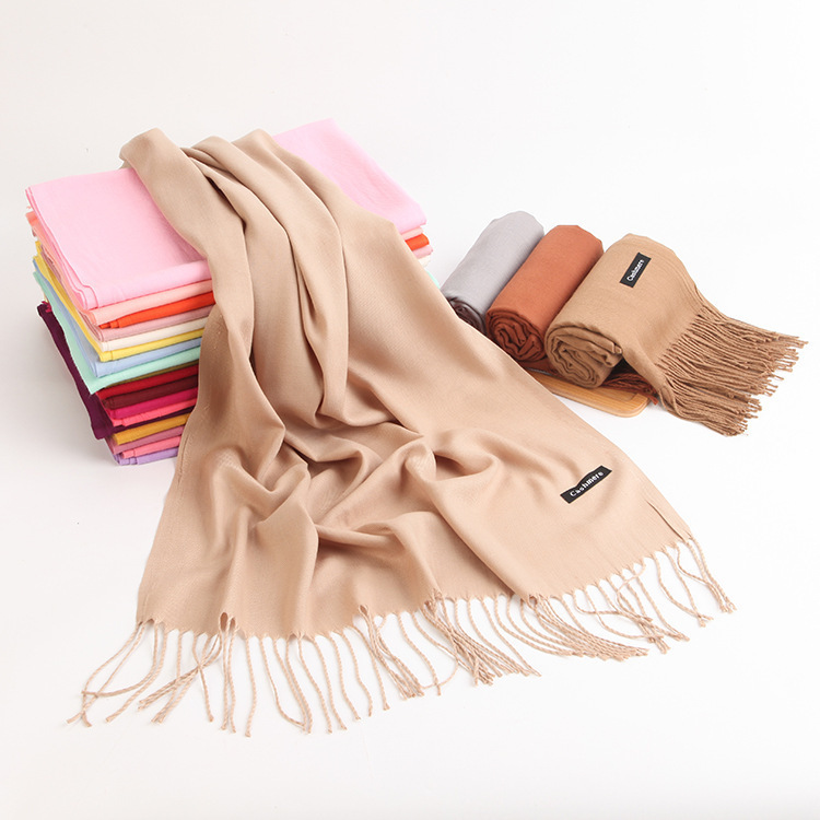  Autumn and Winter Keep Warm Pure Color Annual Meeting Red Cashmere Scarf Tassel Shawl Factory Hair Cotton Linen Scarves