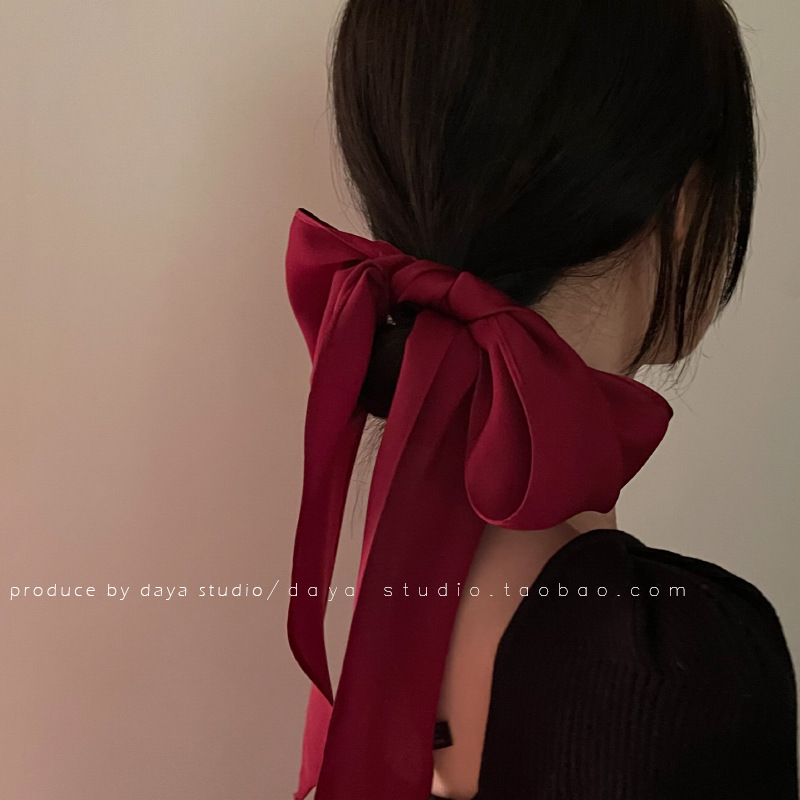 Romantic Atmosphere French Elegant Solid Color Narrow Long Scarves Vintage Champagne Gentle Fairy Temperament High-Grade Sense Tied Hair Ribbon