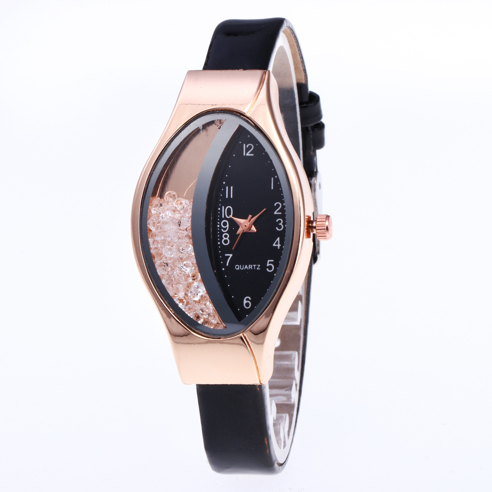 Cross-Border Hot Serpentine Belt Diamond-Embedded Fashion Women&#039;s Watch Half Rhinestone Ball Leather Watch