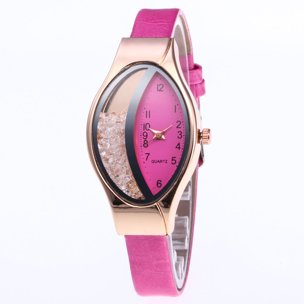Cross-Border Hot Serpentine Belt Diamond-Embedded Fashion Women&#039;s Watch Half Rhinestone Ball Leather Watch